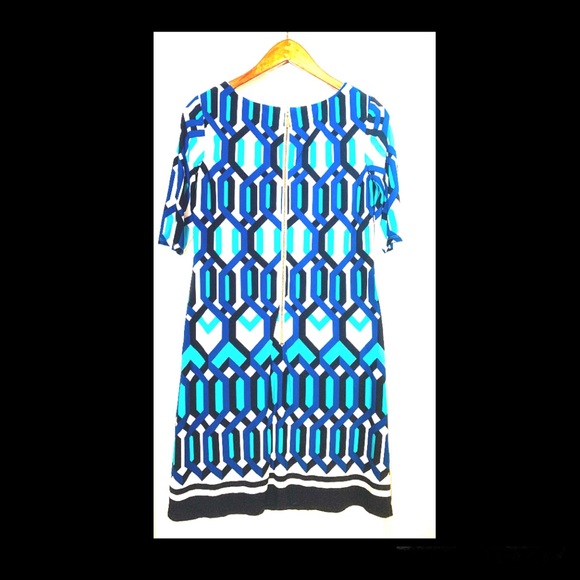 Eliza J. Geo Print Sheath Dress Royal, Turquoise & Black - Picture 2 of 3
